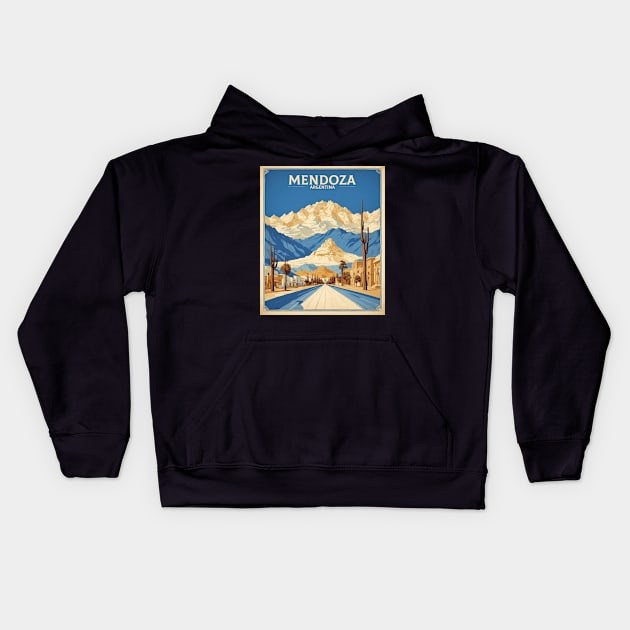 Mendoza Argentina Vintage Tourism Poster Kids Hoodie by TravelersGems